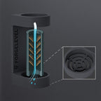 Detailaufnahme Mutus Schwarz mit Querschnitt eines Schalldämpfers, um Korrision zu zeigen