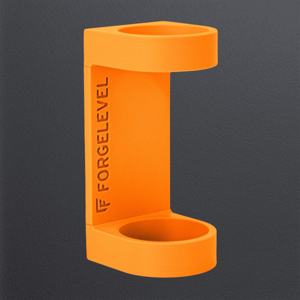 Produktbild Schalldämpferhalter L in neonorange, mit dunklem Hintergrund