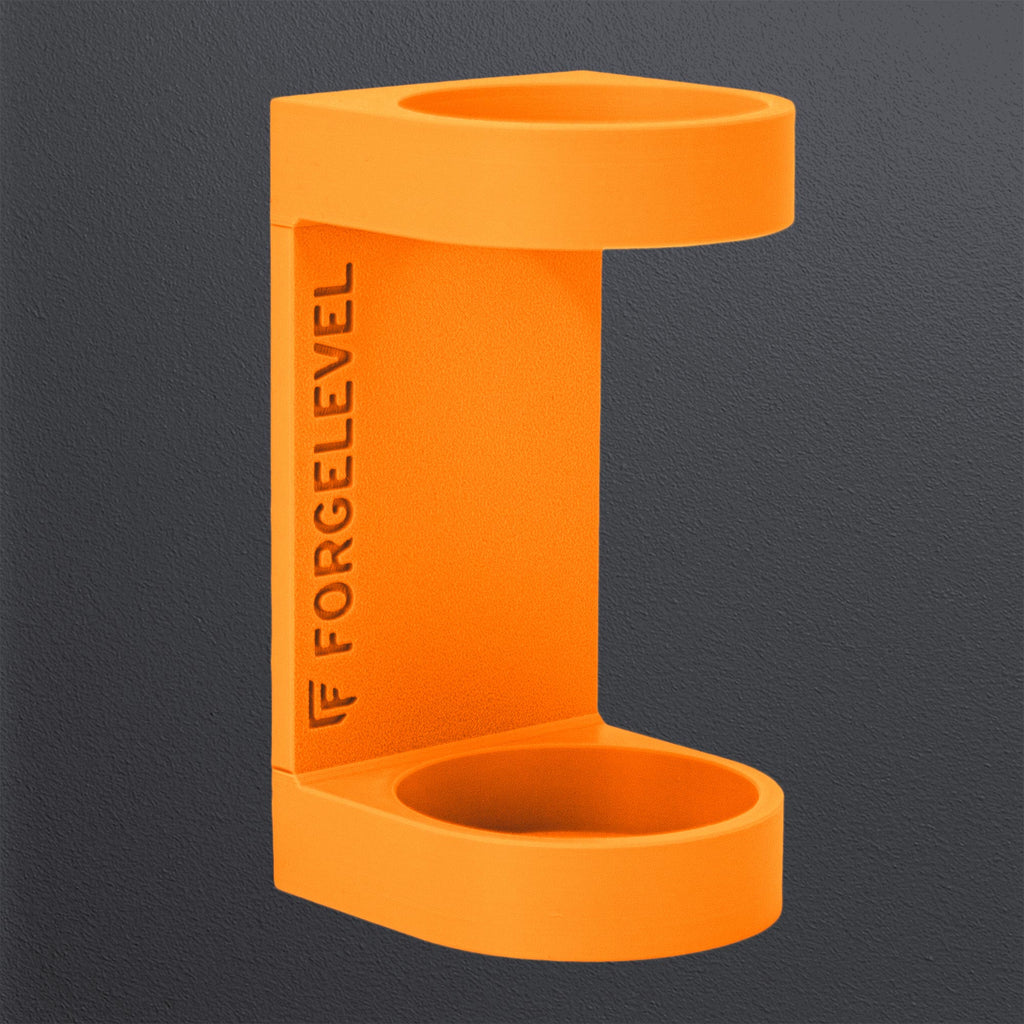 Produktbild Schalldämpferhalter XL in neonorange, mit dunklem Hintergrund