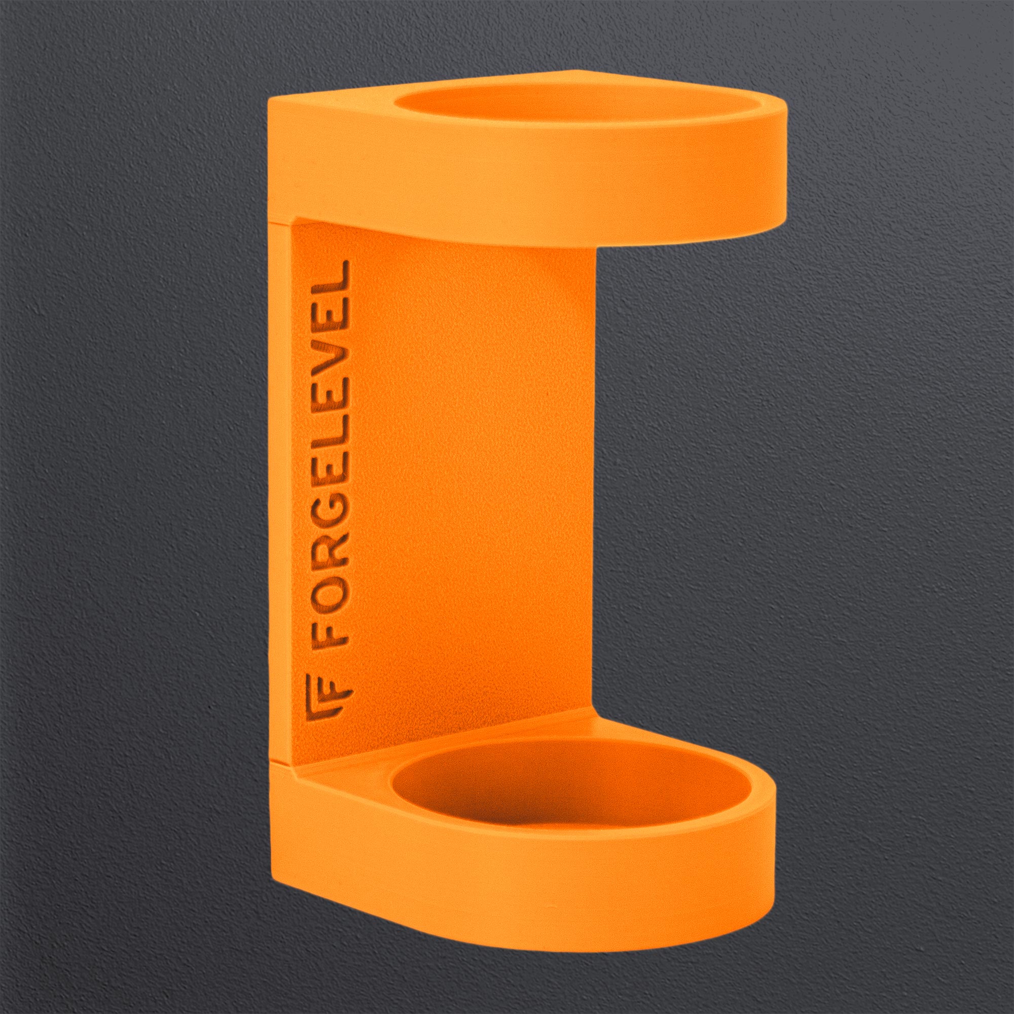 Produktbild Schalldämpferhalter XL in neonorange, mit dunklem Hintergrund